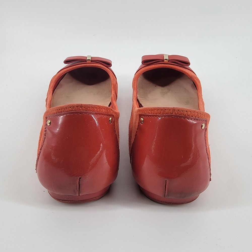 Cole Haan Air Monica Ballet Flats Womens 9 Orange Suede Patent Bow Nike Air - Picture 4 of 6